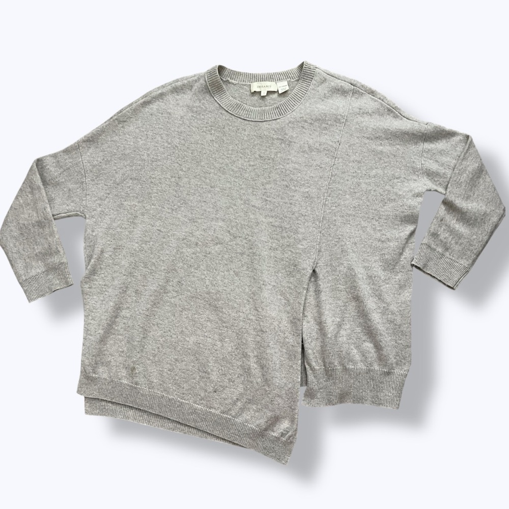 Inhabit Beige Cashmere Knit Front Slit Asymmetrical Pullover Sweater